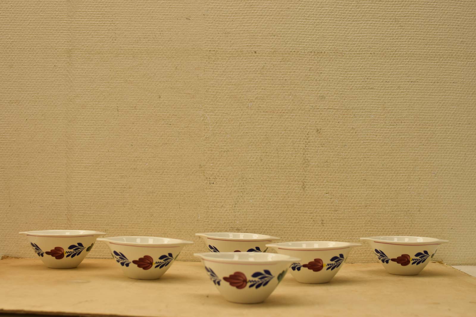 6 stuks Boch Boerenbont porseleinen kom met oortjes  46251 - Gereserveerd 30-03-2026