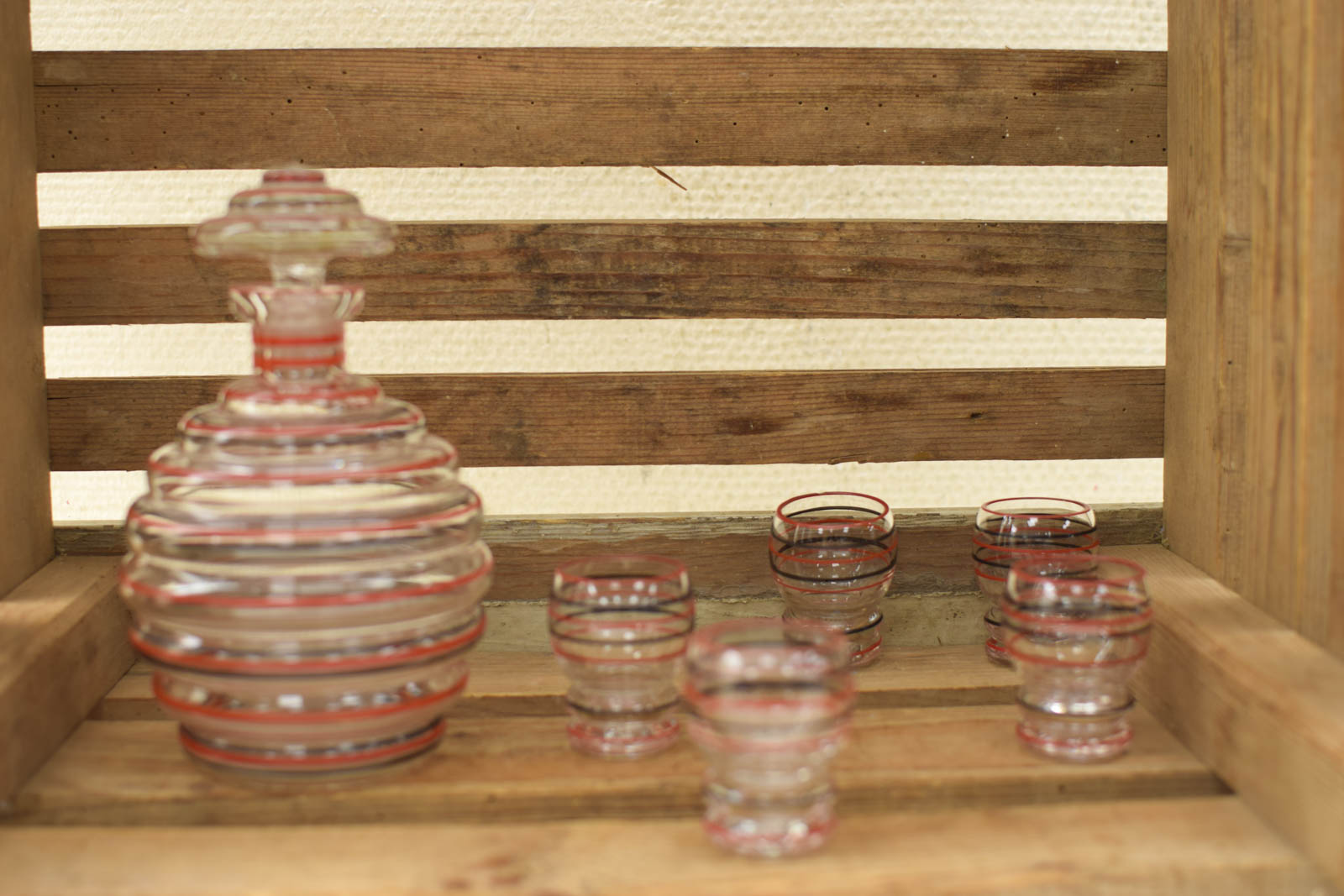 7 delig glazen karaf met borrelglaasjes  46223