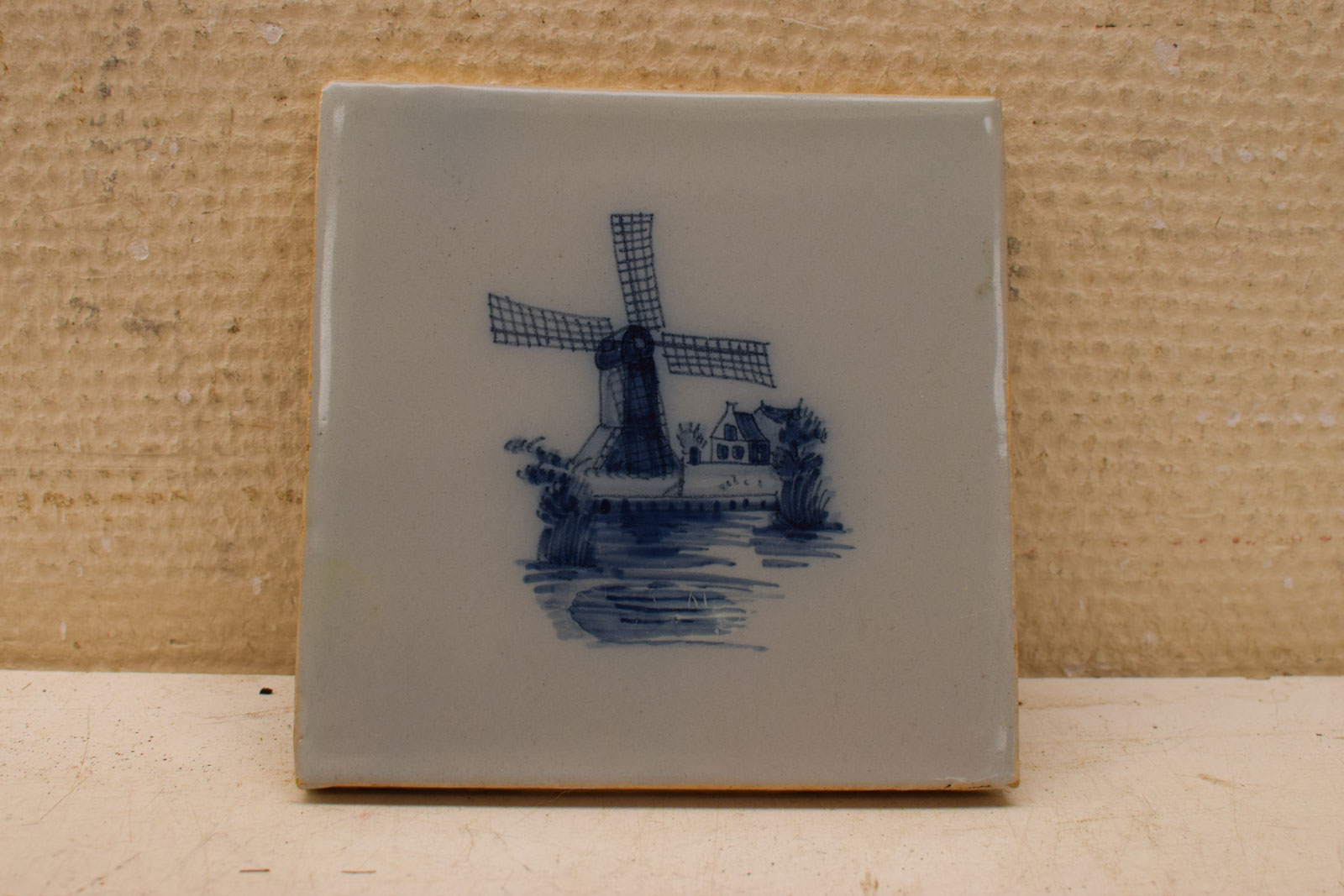 Wandtegel met prent van een molen  46059