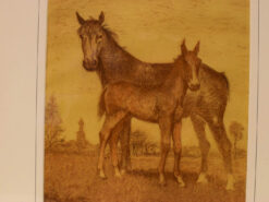 Alternative view of Prent /tekening van een merrie met haar veulen 47791