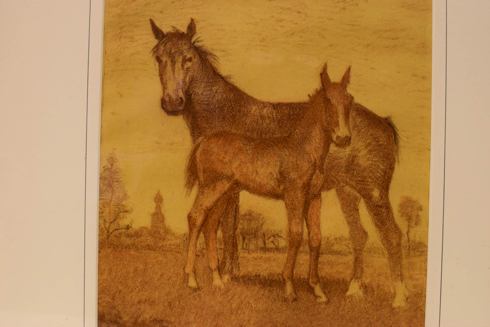Alternative view of Prent /tekening van een merrie met haar veulen  47791