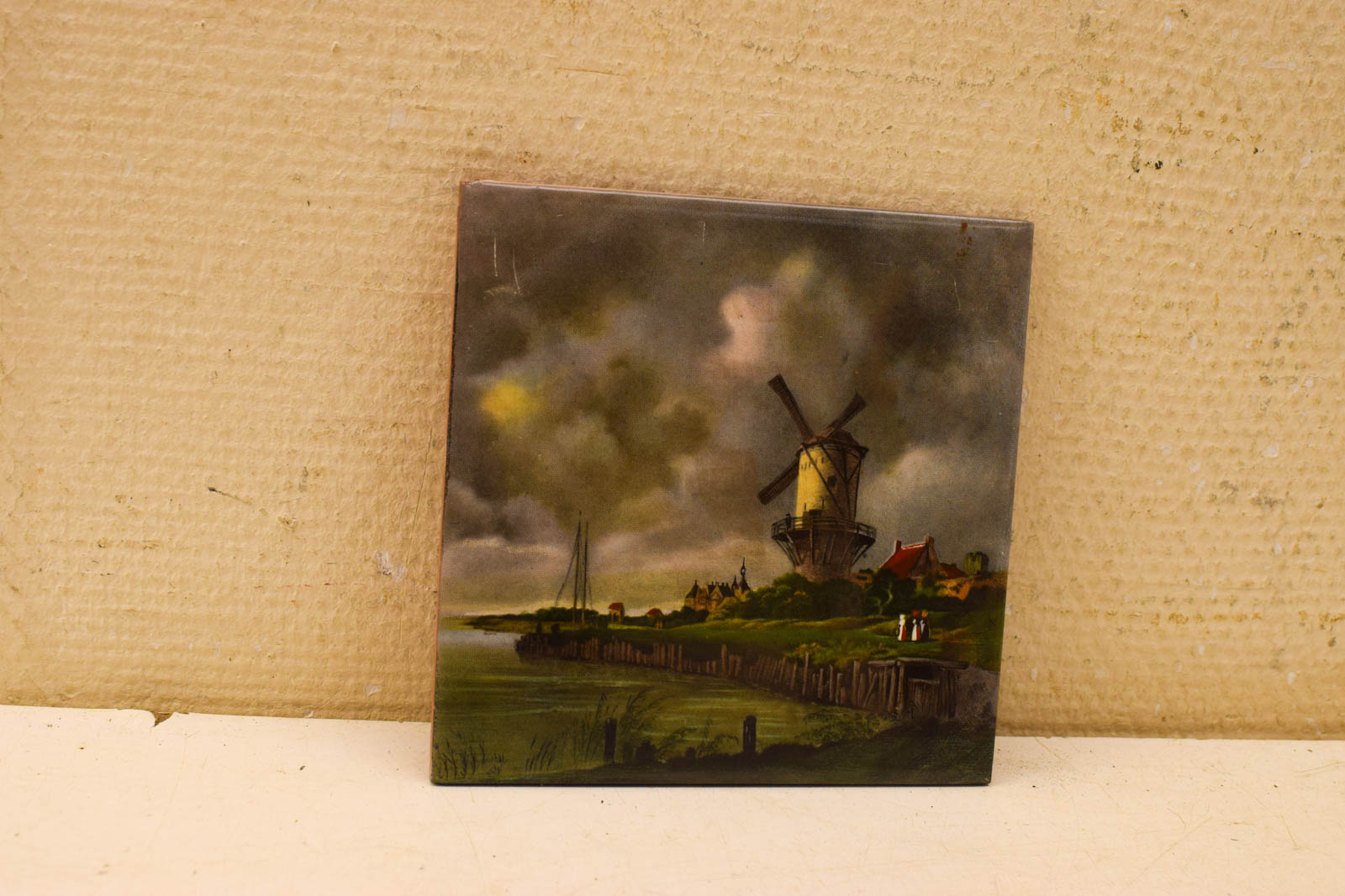 wandtegel met prent van een molen  47985