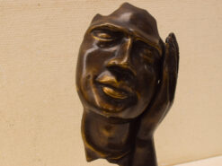 Alternative view of Bronzen beeld van een masker tegen een hand 48151