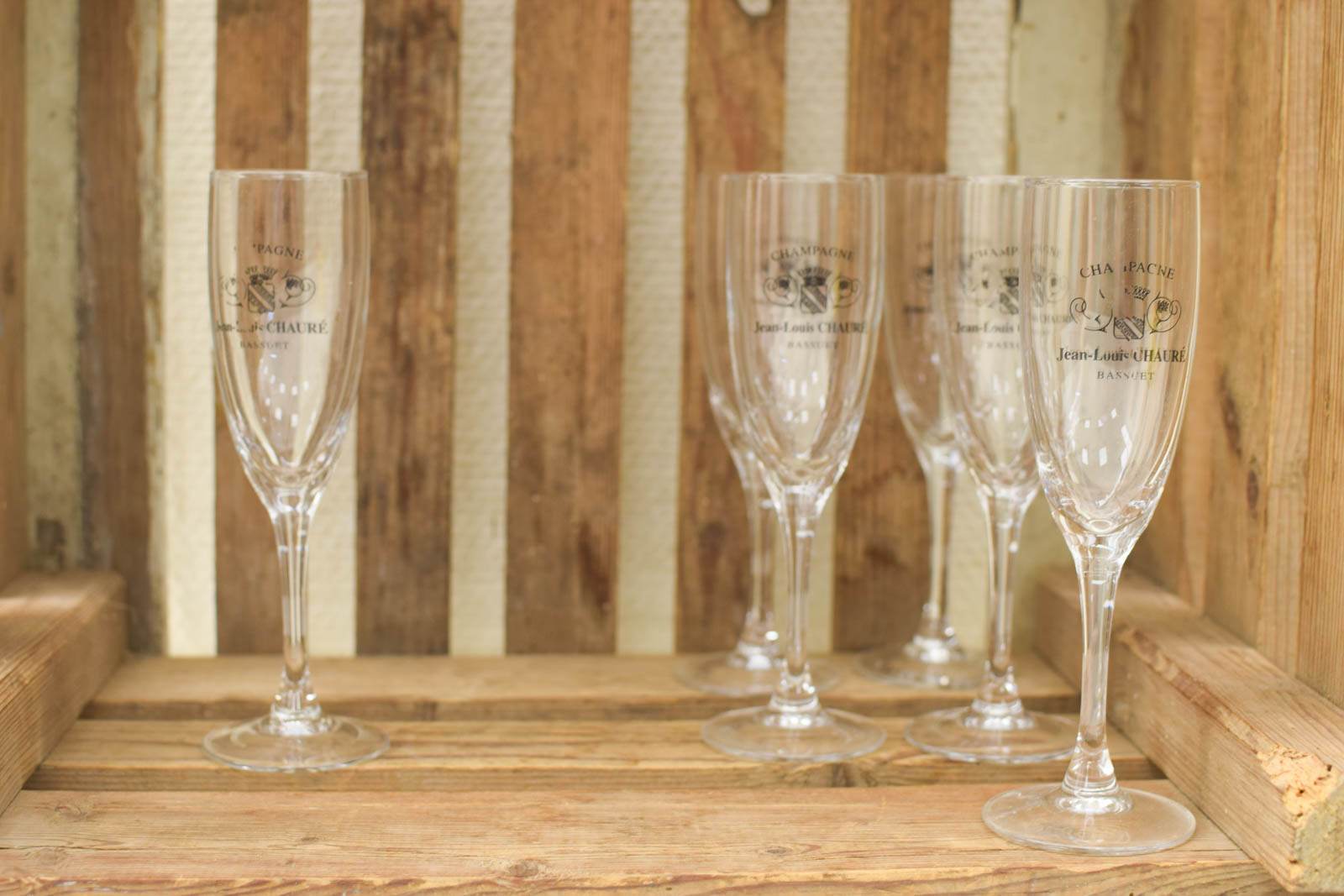 6 stuks Jean louis chaure champagne glazen op voet 48156