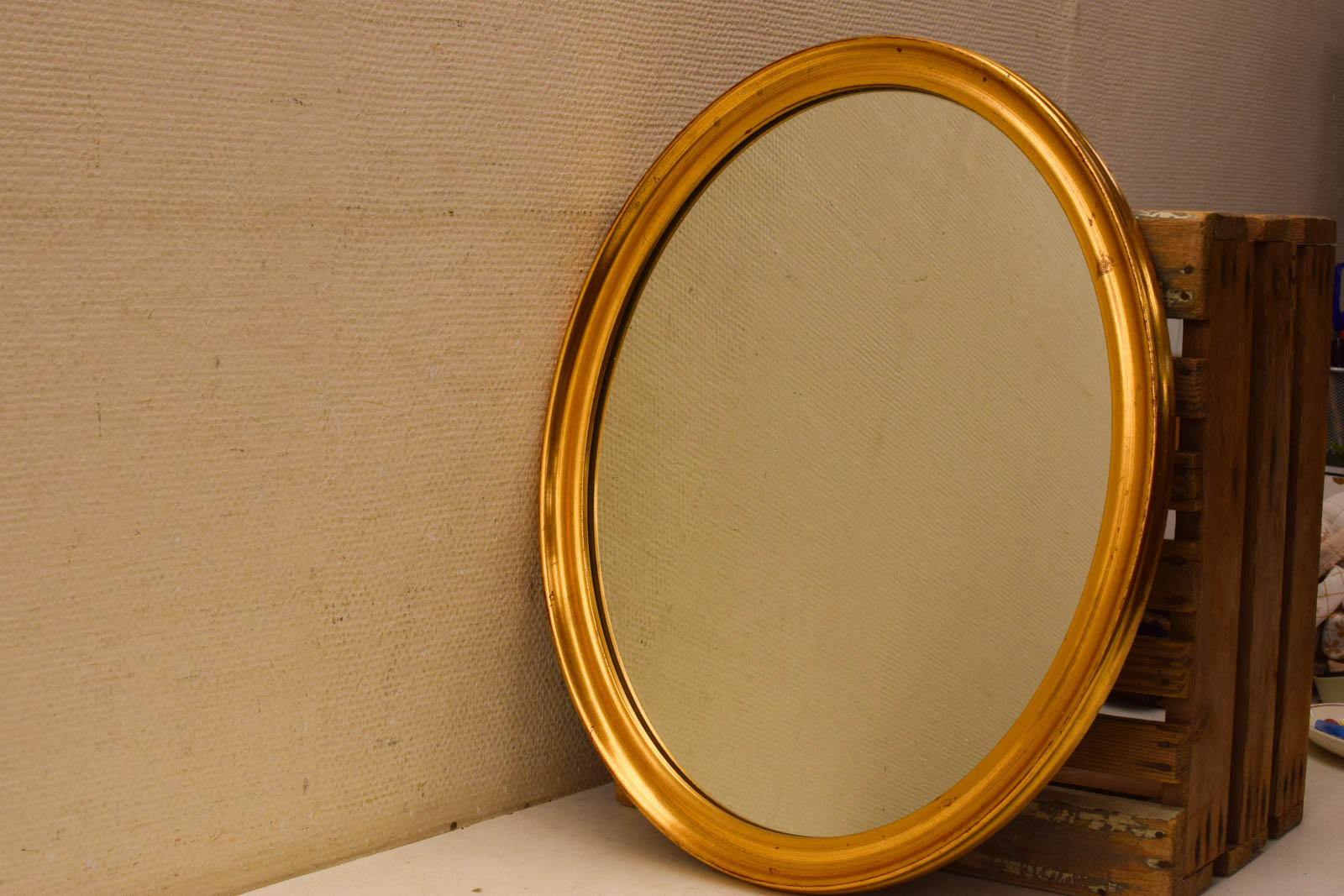 Houten ovale  spiegel 48239