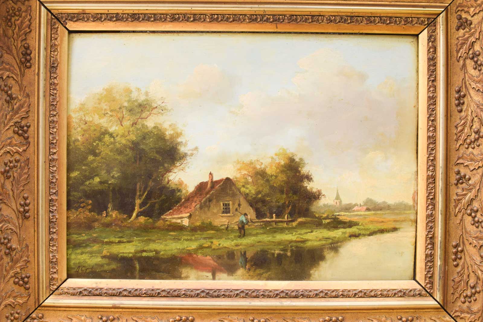 Alternative view of Schilderij van een boerderij met een boer 48398