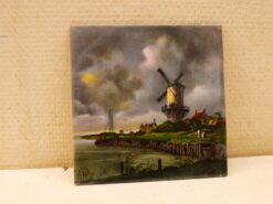 Wandtegel met prent van een molen 48028