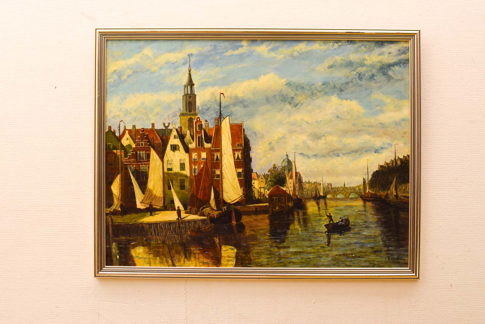 Schilderij van een  Gracht in de stad 48466