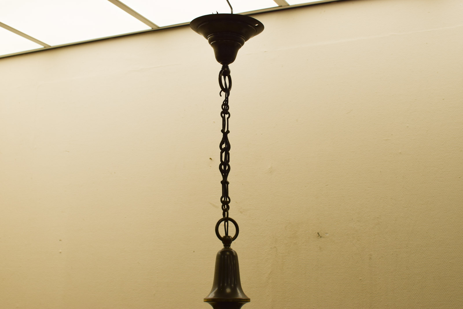 Alternative view of Hanglamp met 3 armen en glazen lampenkappen / kroonluchter  48529