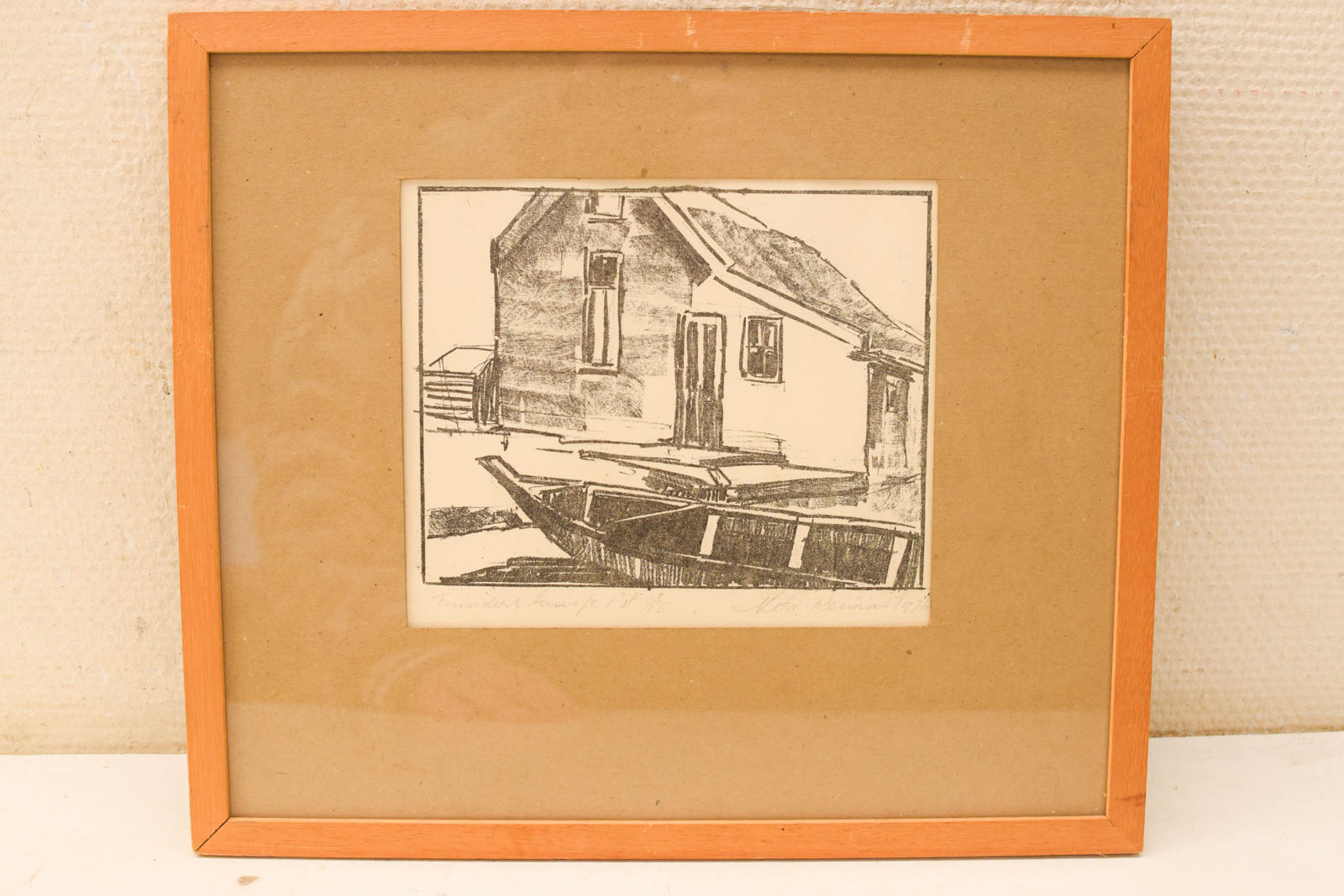 Een ingelijste tekening/prent 48582