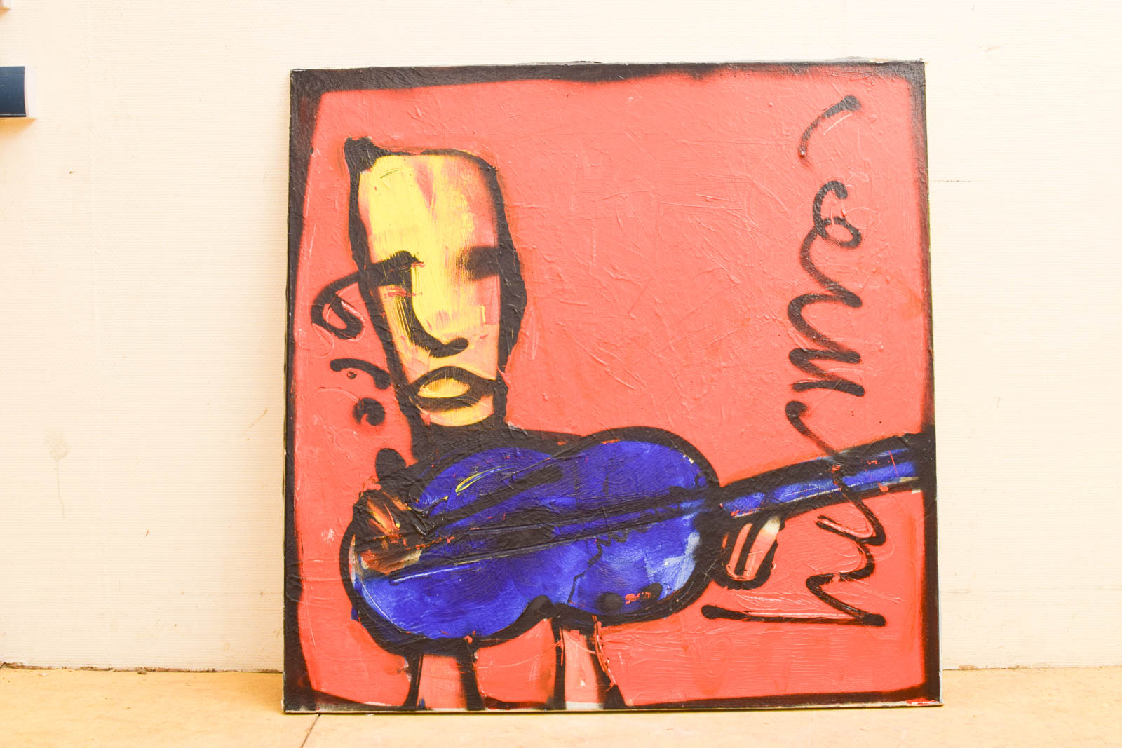 schilderij een persoon speelt op een gitaar 48816