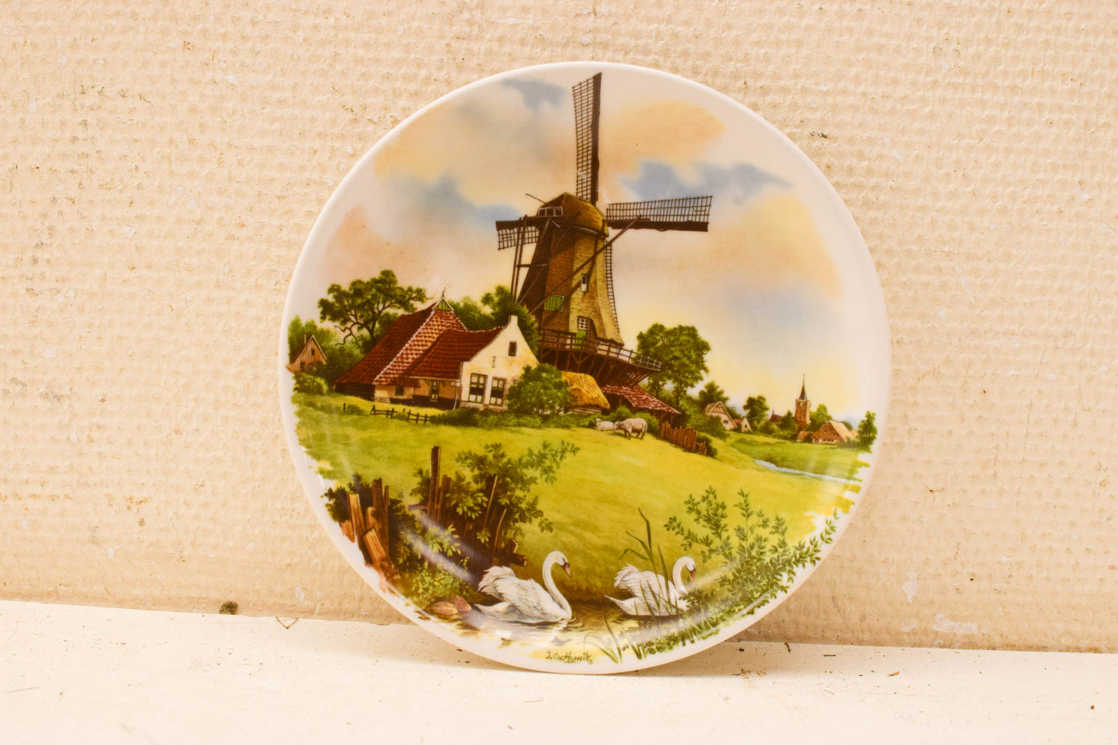 Royal  Schwabap porseleinen wandbord met prent van een molen  48927