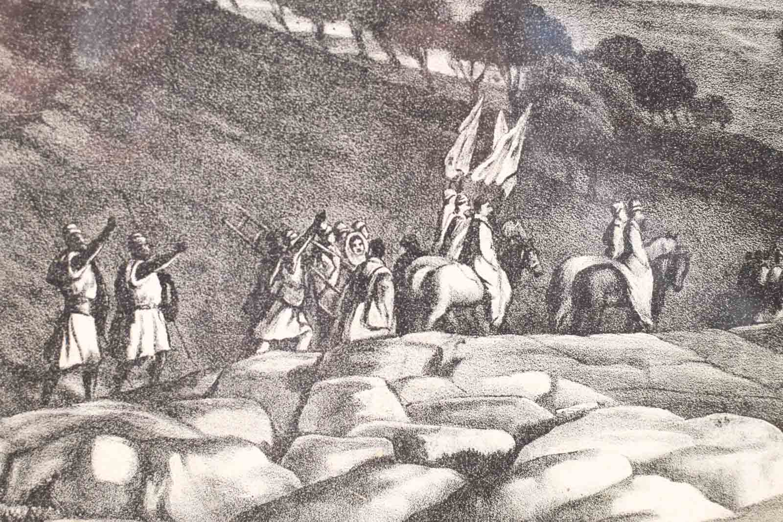 Alternative view of prent van een landschap en trektocht 48951