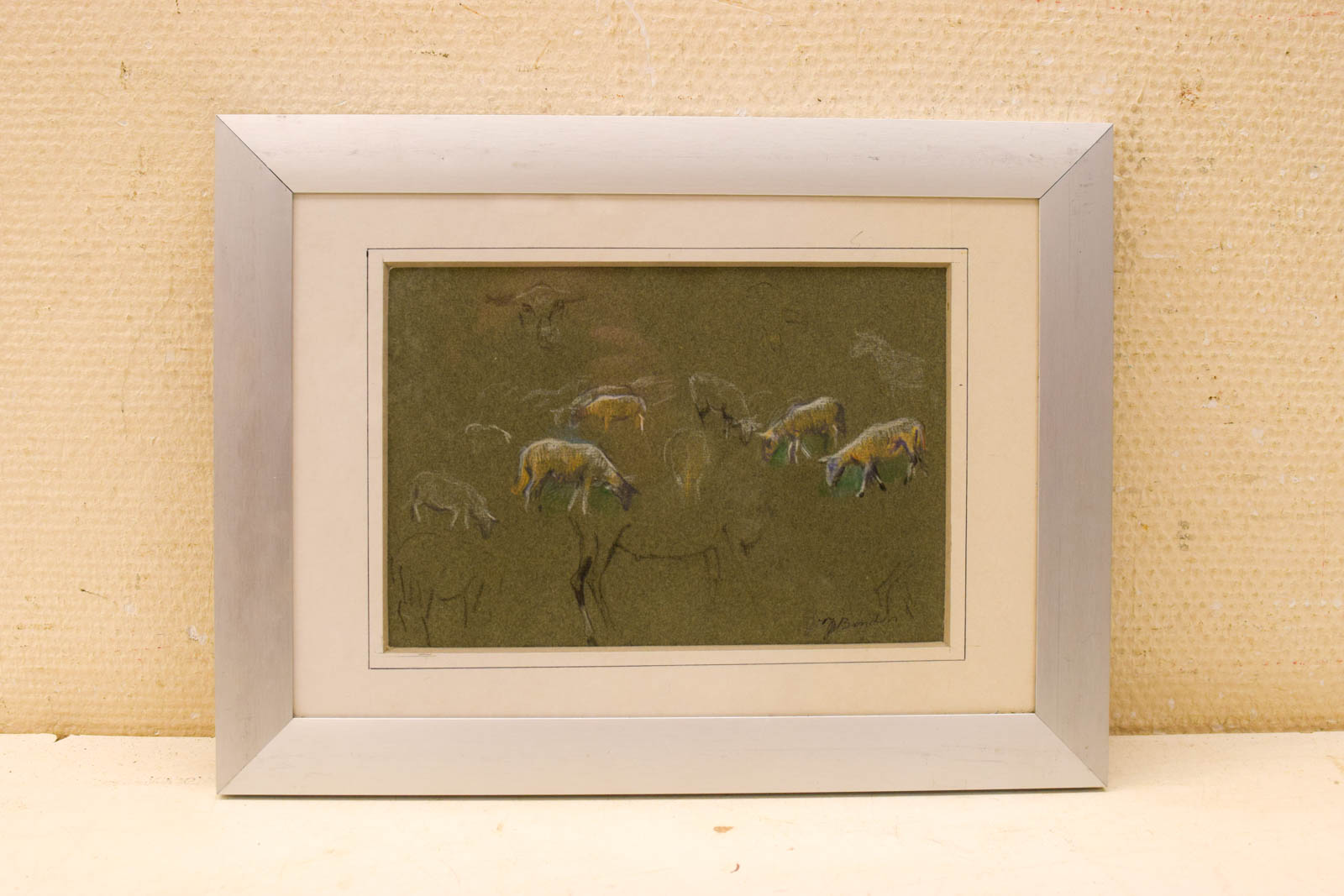 prent/tekening van schapen  op het land  48976