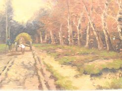 Alternative view of schilderij van een boer met zijn paard en wagen in het bos 48981