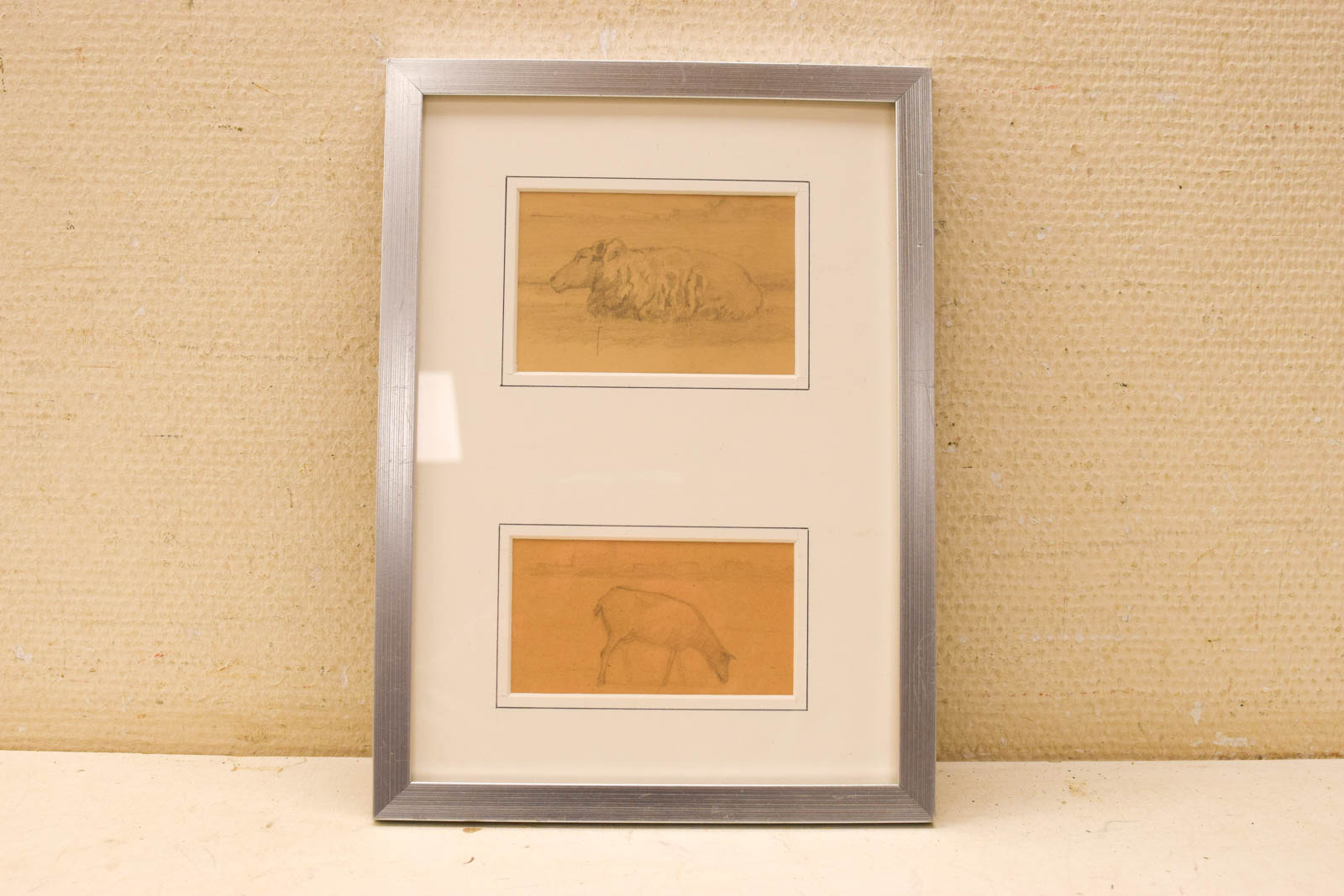 Prent/tekening van schapen in de wei  49071