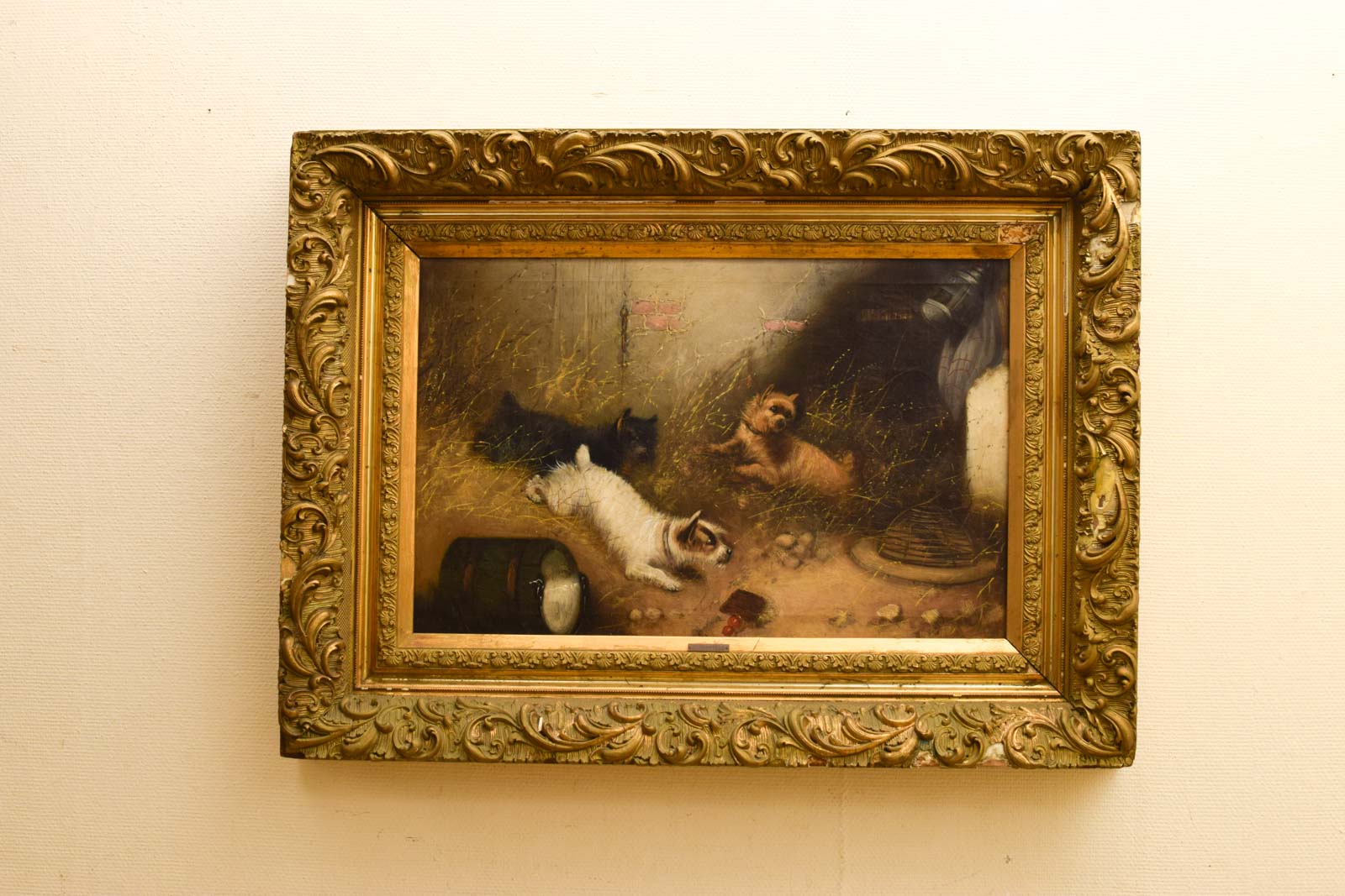 Schilderij van spelende hondjes  49104