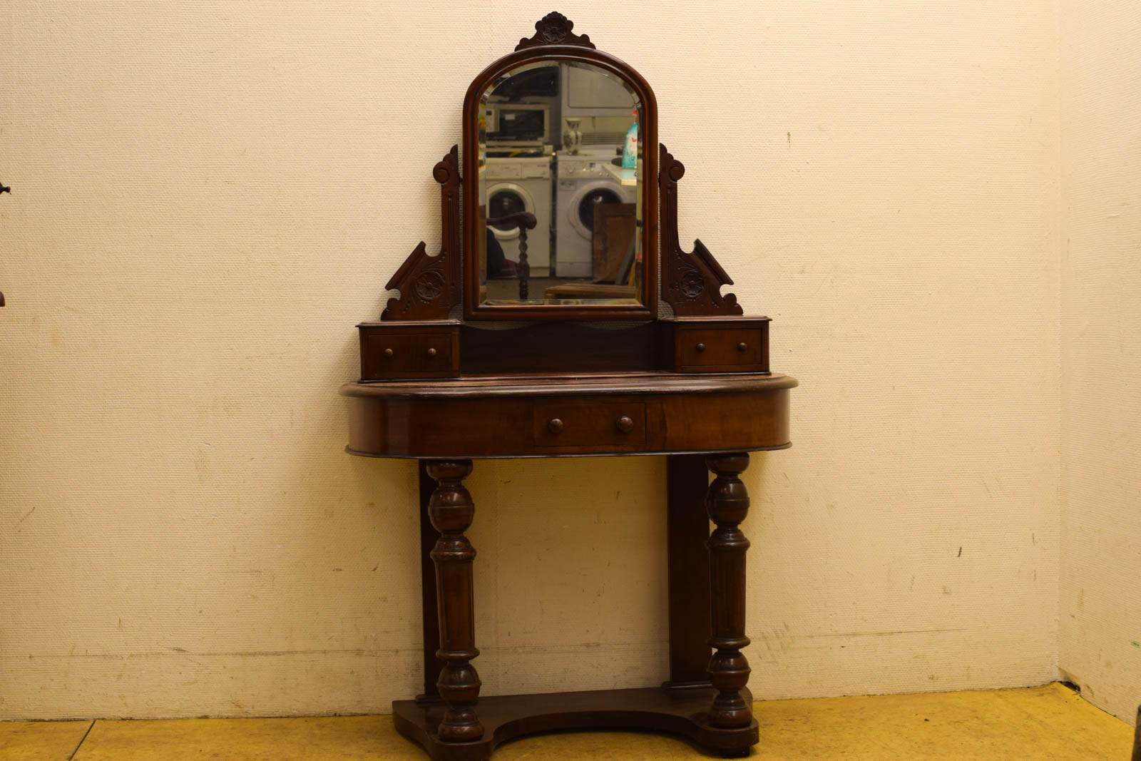 Houten kaptafel met spiegel 49289