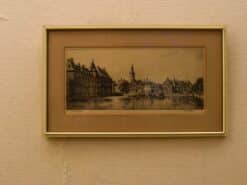 Prent van huizen bij het water 49344
