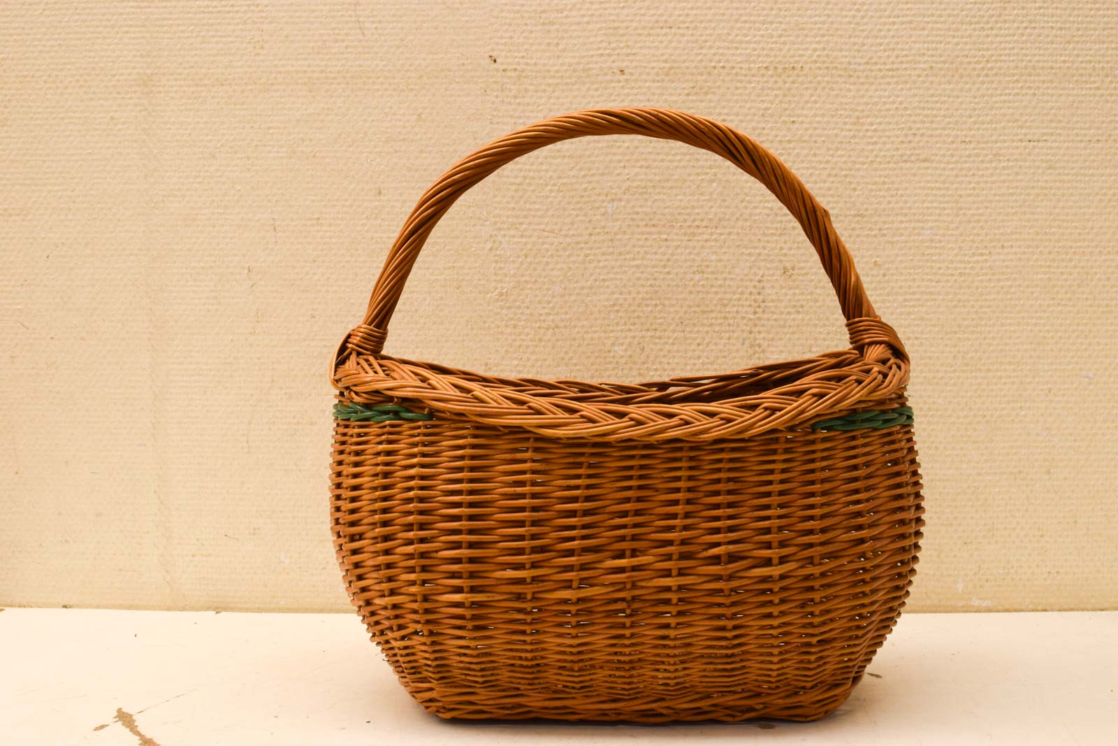 Vintage Rieten Mand met hengsel   49528