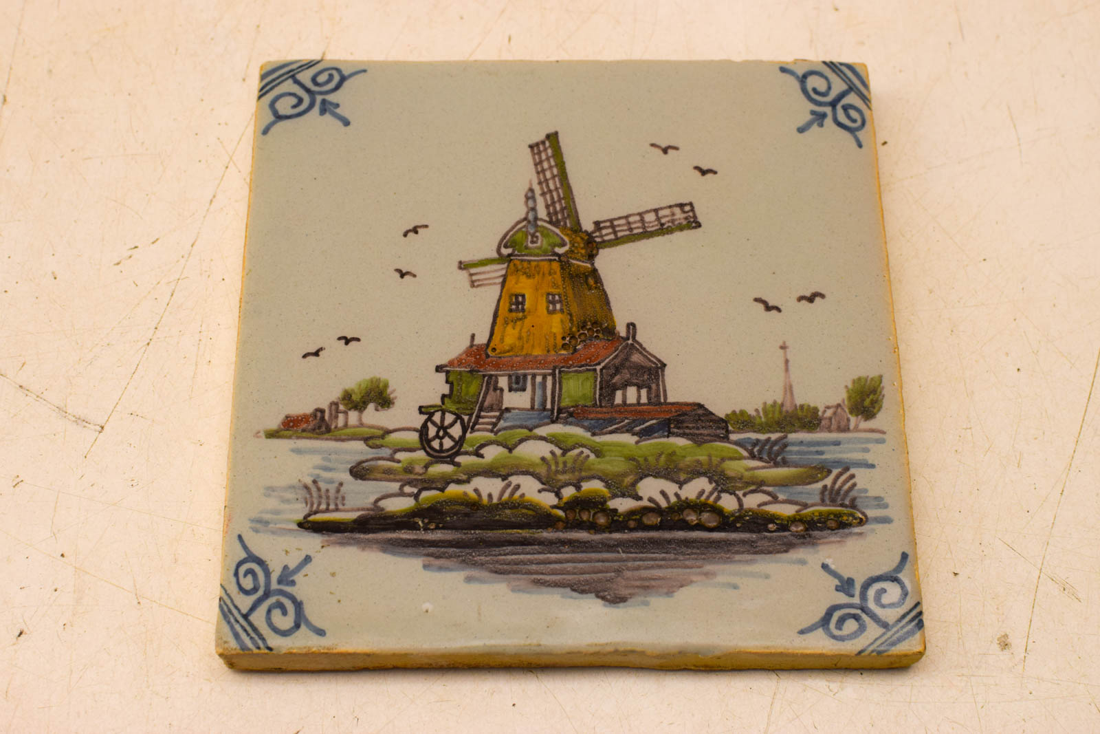 Alternative view of Wandtegel met prent van een molen  49566