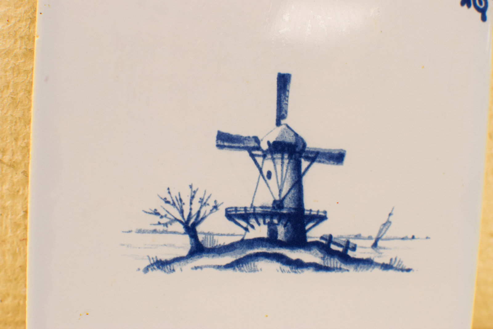 Alternative view of Wandtegel met prent van een molen  49592