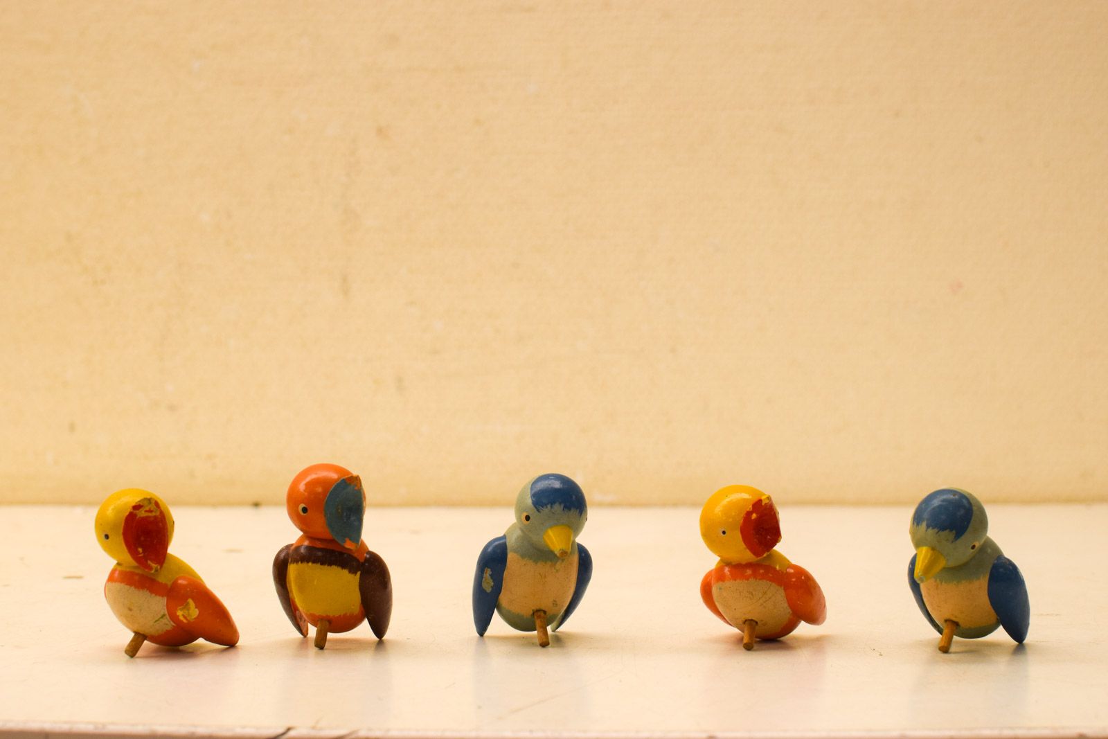 Vintage houten vogeltjes 49655