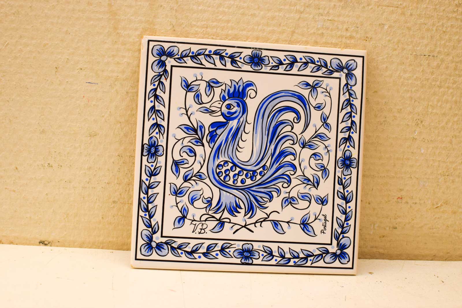 Wandtegel met prent van een haan 49666