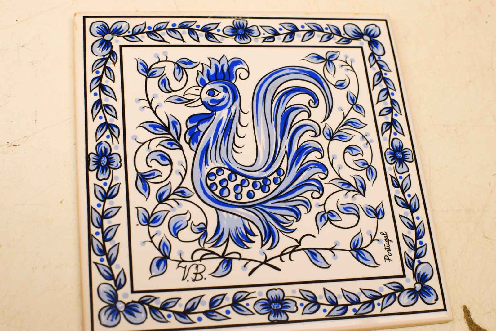 Alternative view of Wandtegel met prent van een haan  49666