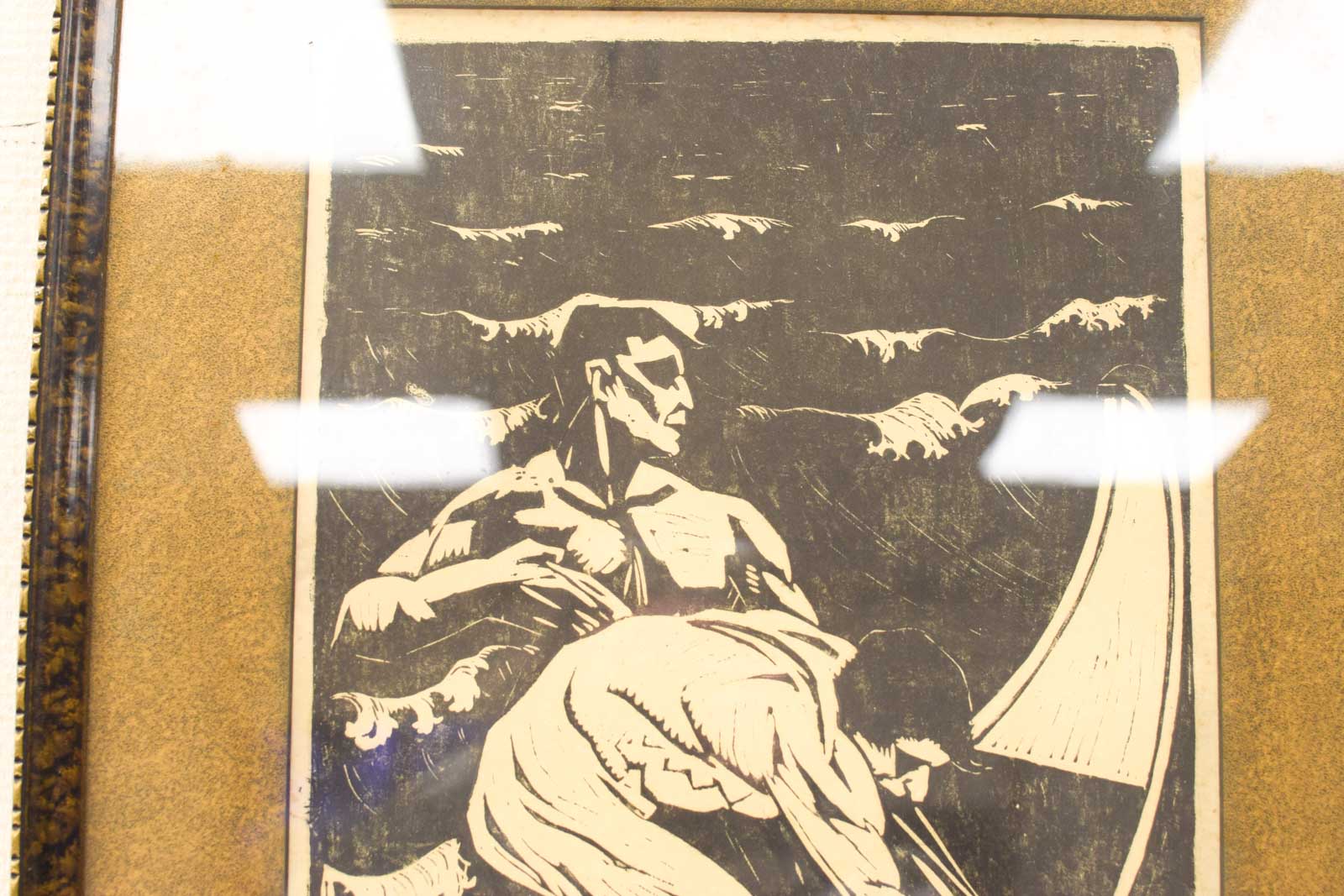 Alternative view of prent van een kano met 2 mannen op het water 49861