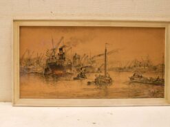 Prent / Tekening van boten/ schepen op het water 49891
