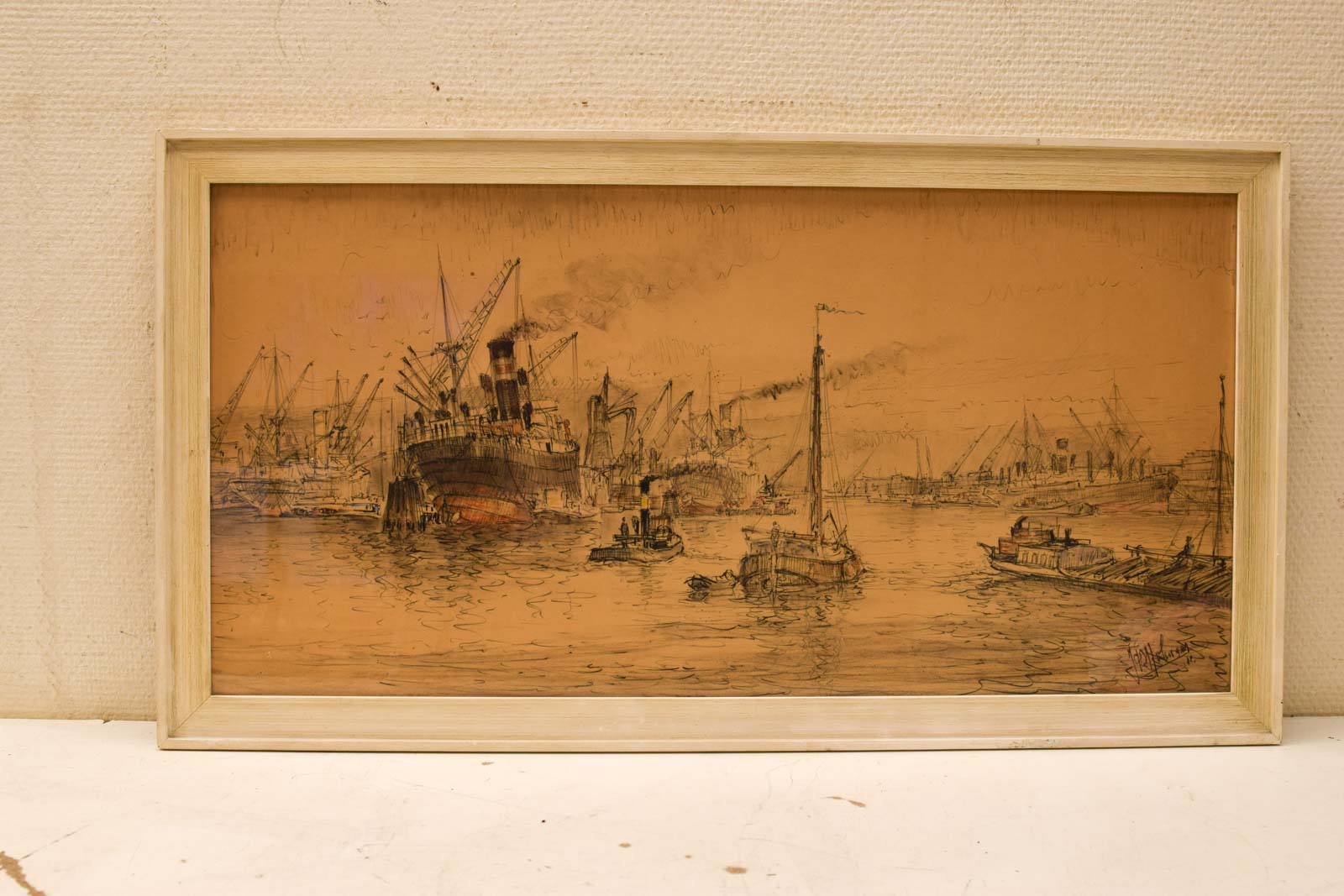 Prent / Tekening van boten/ schepen op het water 49891