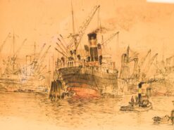 Alternative view of Prent / Tekening van boten/ schepen op het water 49891