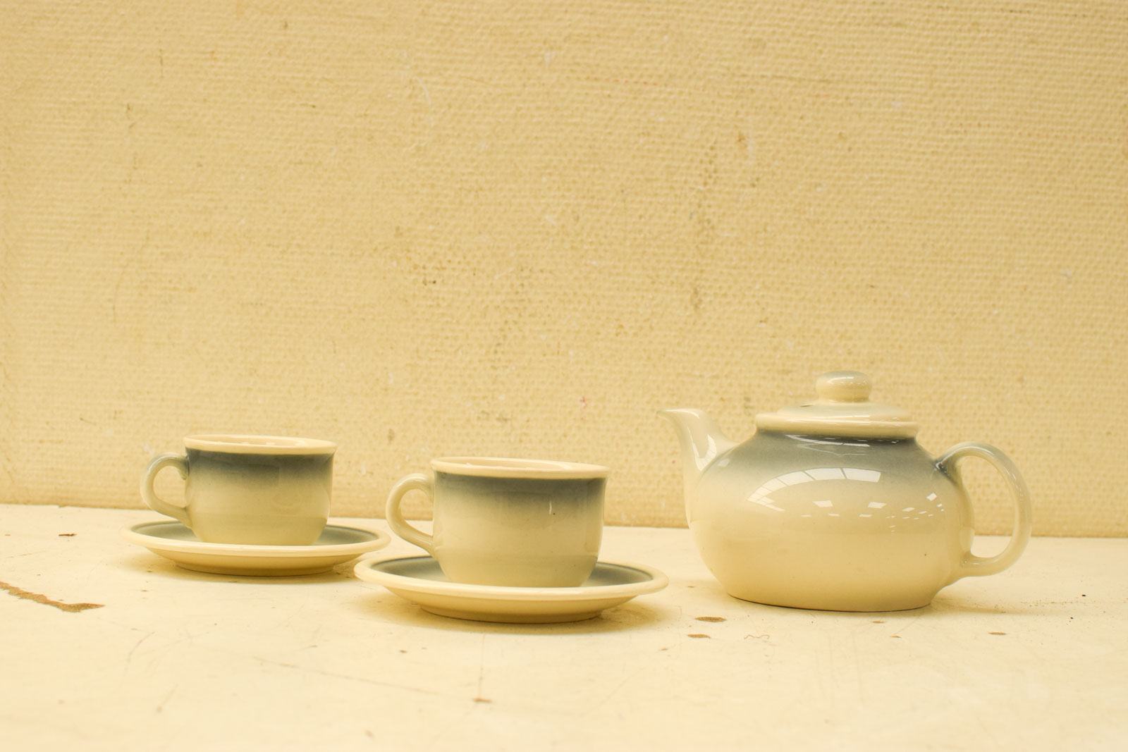 6 delig porseleinen koffiepot met kop en schotel 49937