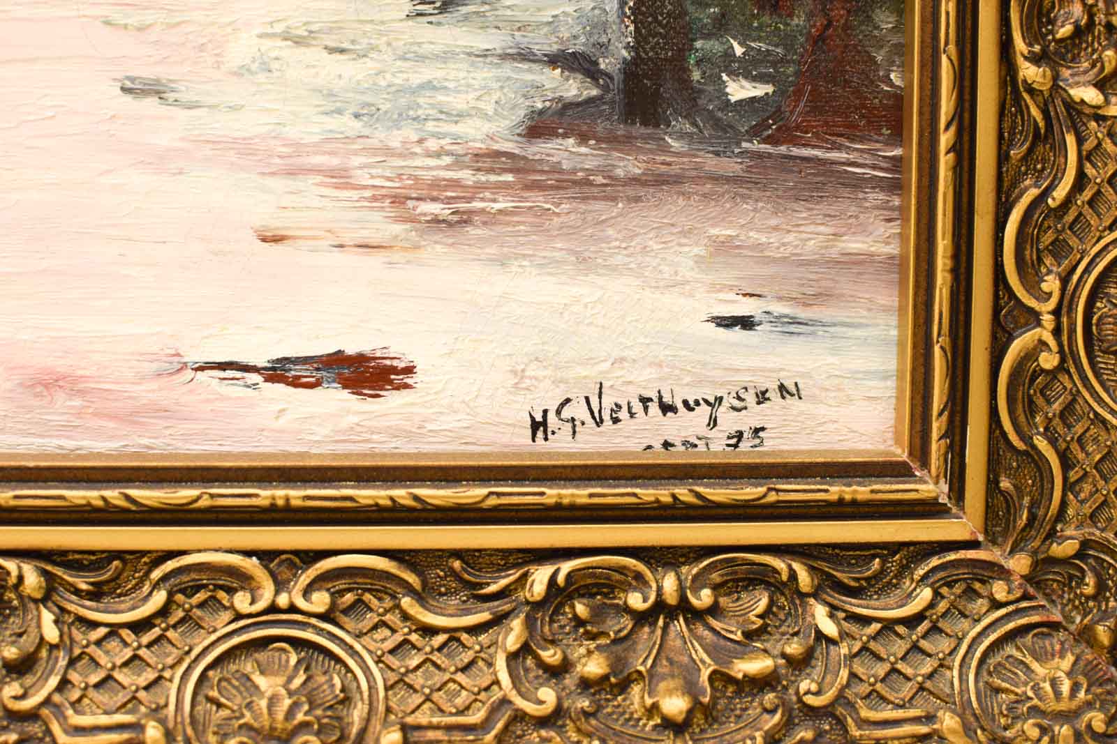 Alternative view of Schilderij van een boerderij en een hooiberg in de winter 49947