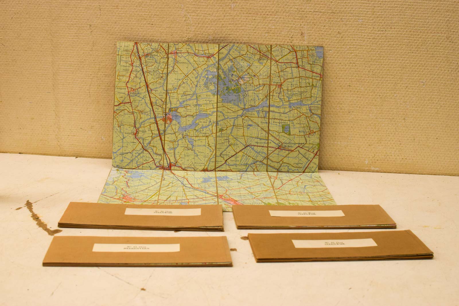 5 stuks vintage Stafkaart op linnen  49974