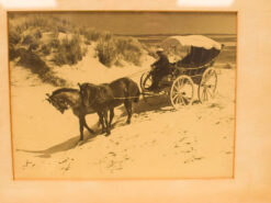 Alternative view of Pren van paarden met wagen op het strand 49999