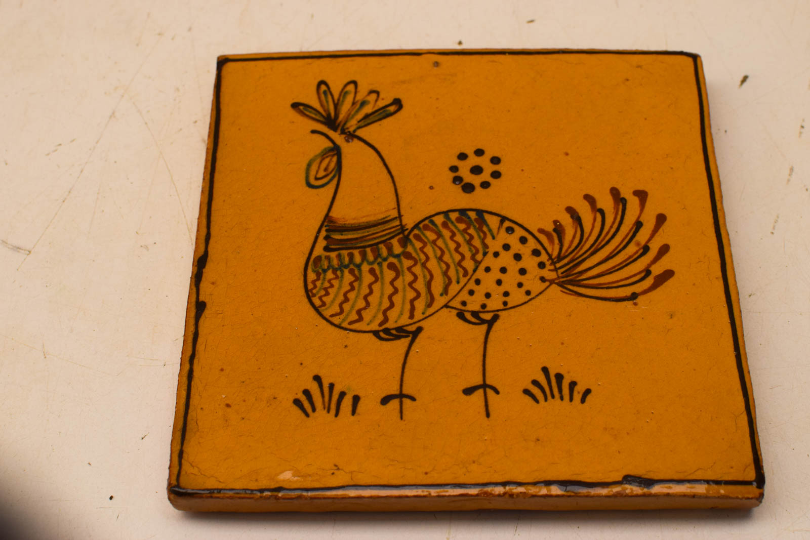 Alternative view of Wandtegel met prent van een haan  30395