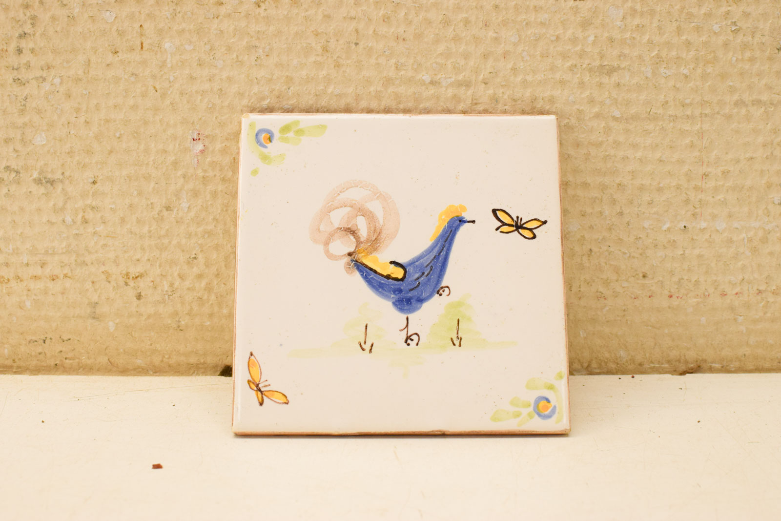 Wandtegeltje met prent van een haan   50408