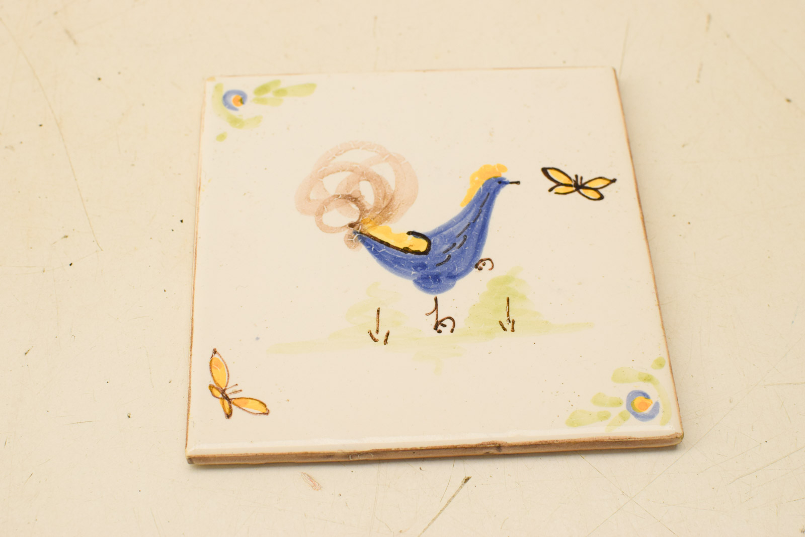 Alternative view of Wandtegeltje met prent van een haan   50408