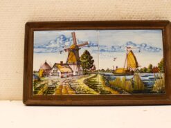 2 stuks Wandtegels in een houten lijstje 50442