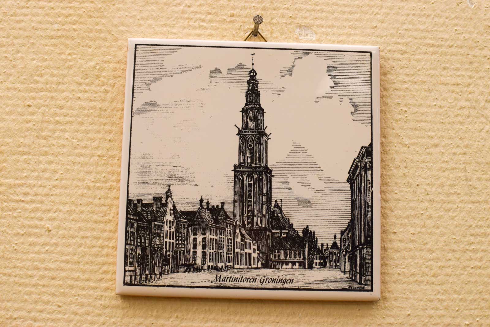 Wandtegel met prent van de Martinitoren Groningen 50650