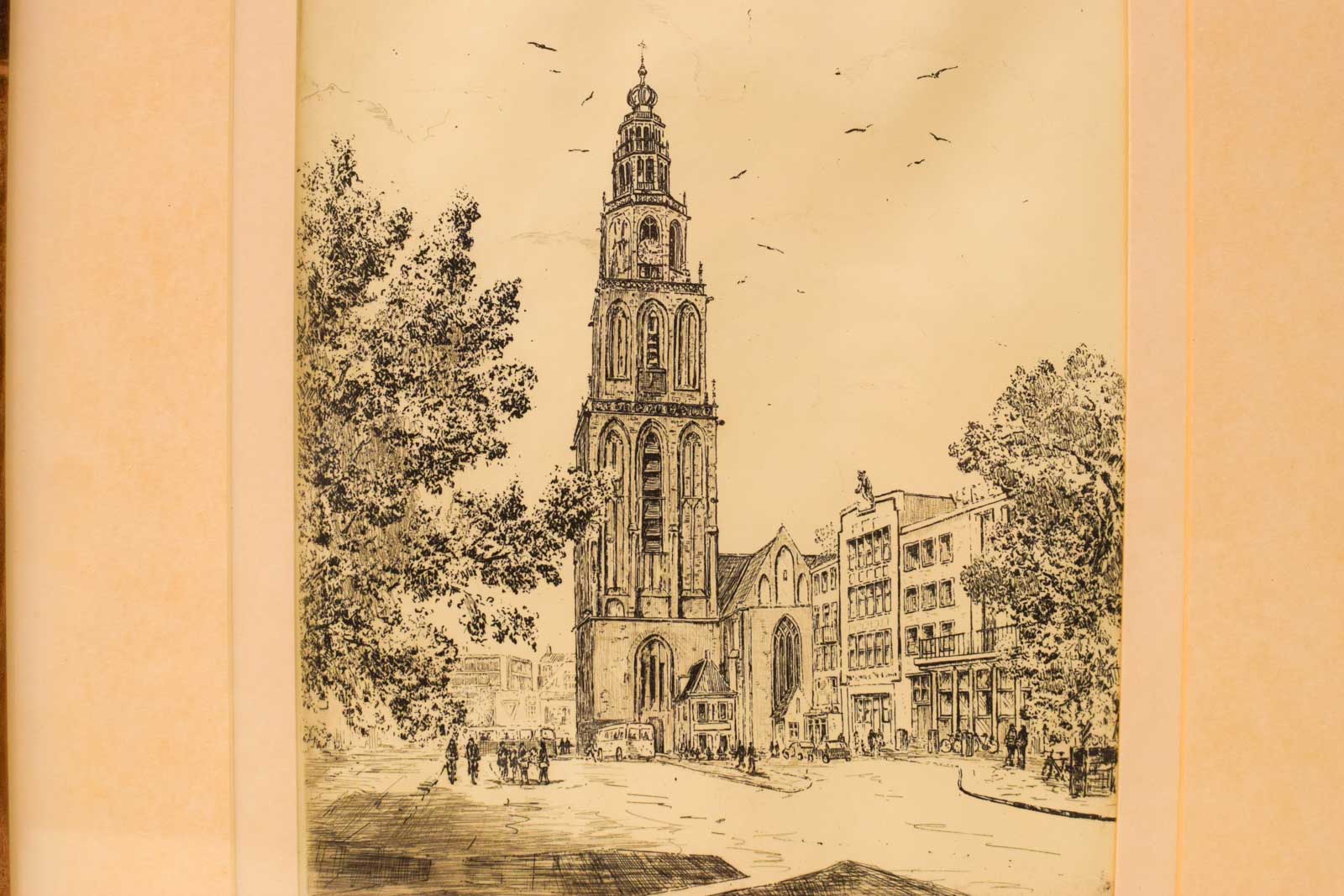 Alternative view of Prent/tekening van de Martinitoren  50695