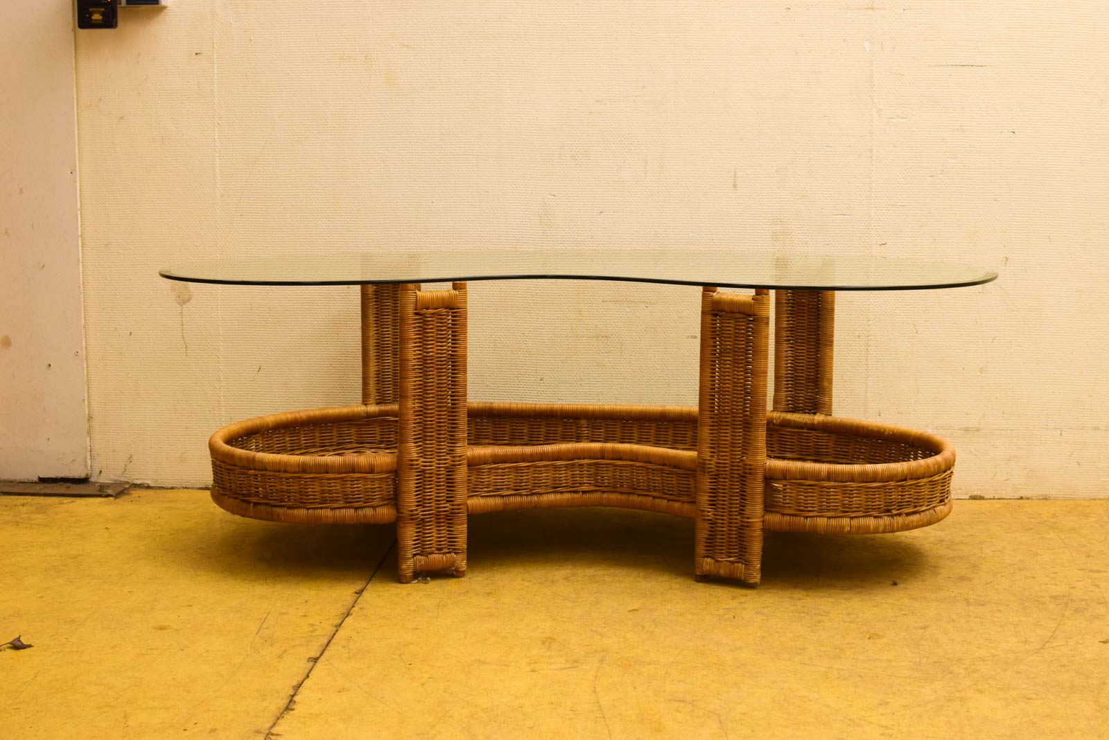 Rotan salontafel met glasplaat  50702