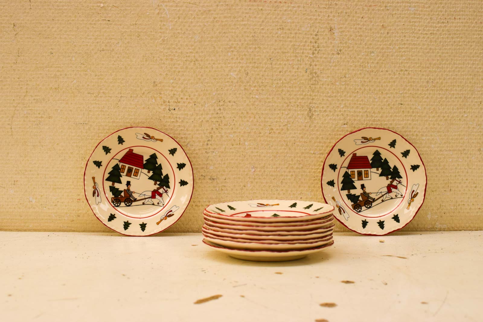 11 stuks Mason's Christmas Village porseleinen schoteltjes 50778