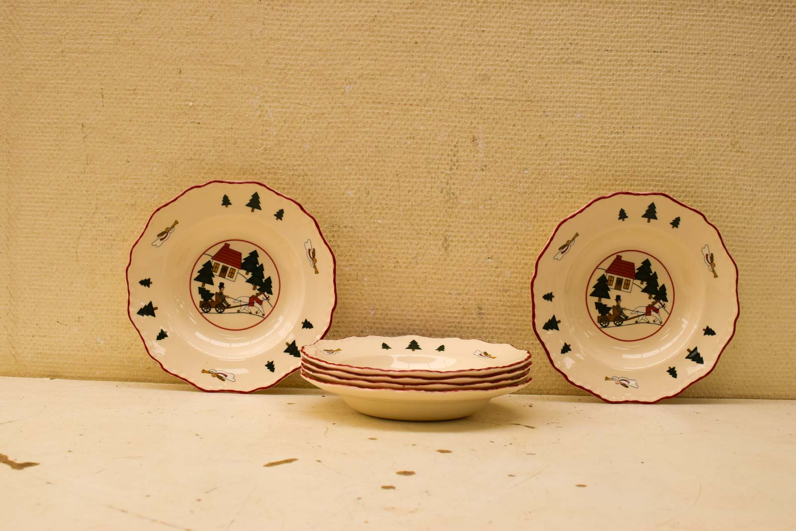 6 stuks Mason's Christmas Village porseleinen diepe borden  50782