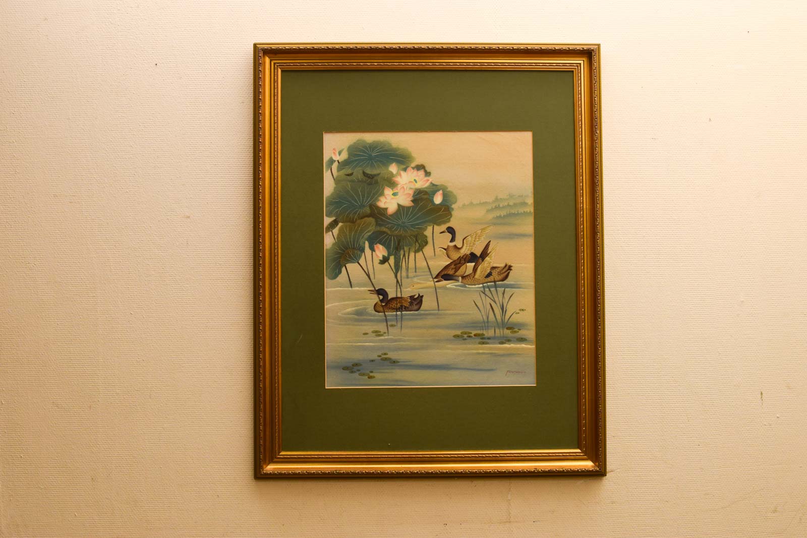 Schilderij/prent van eenden in de vijver 50842