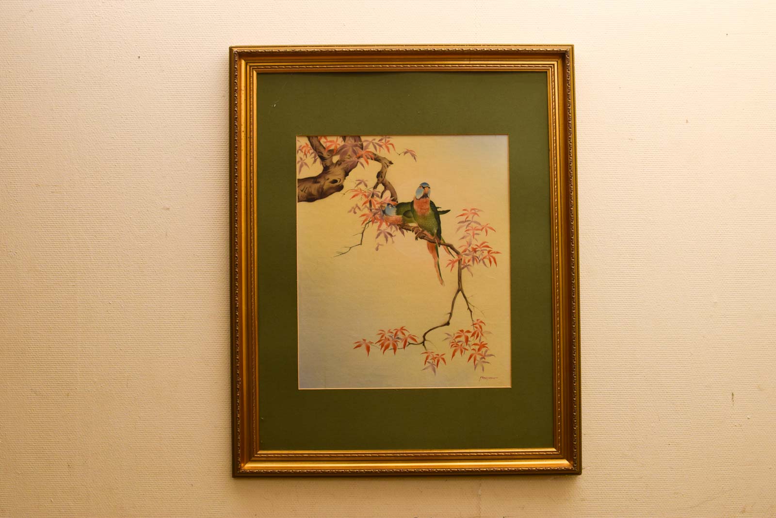 Prent/ schilderij van vogels in de boom 50846