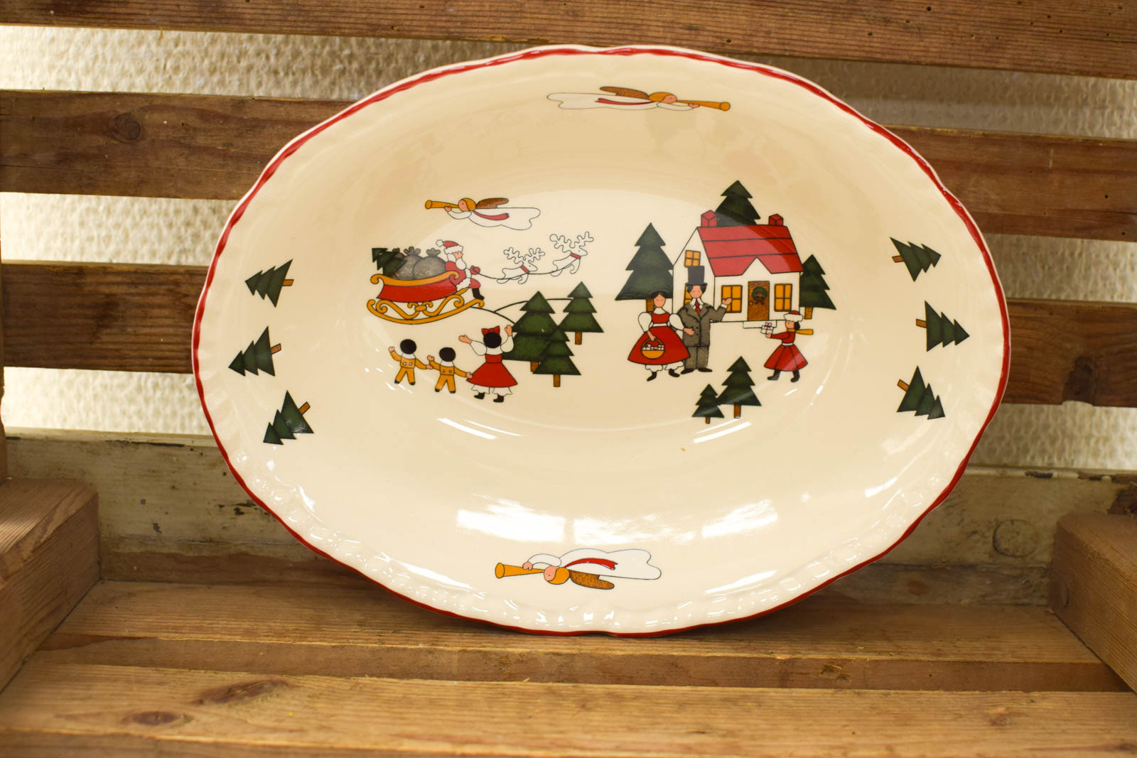 Alternative view of Masons Christmas Village porseleinen ovale schaal 50852