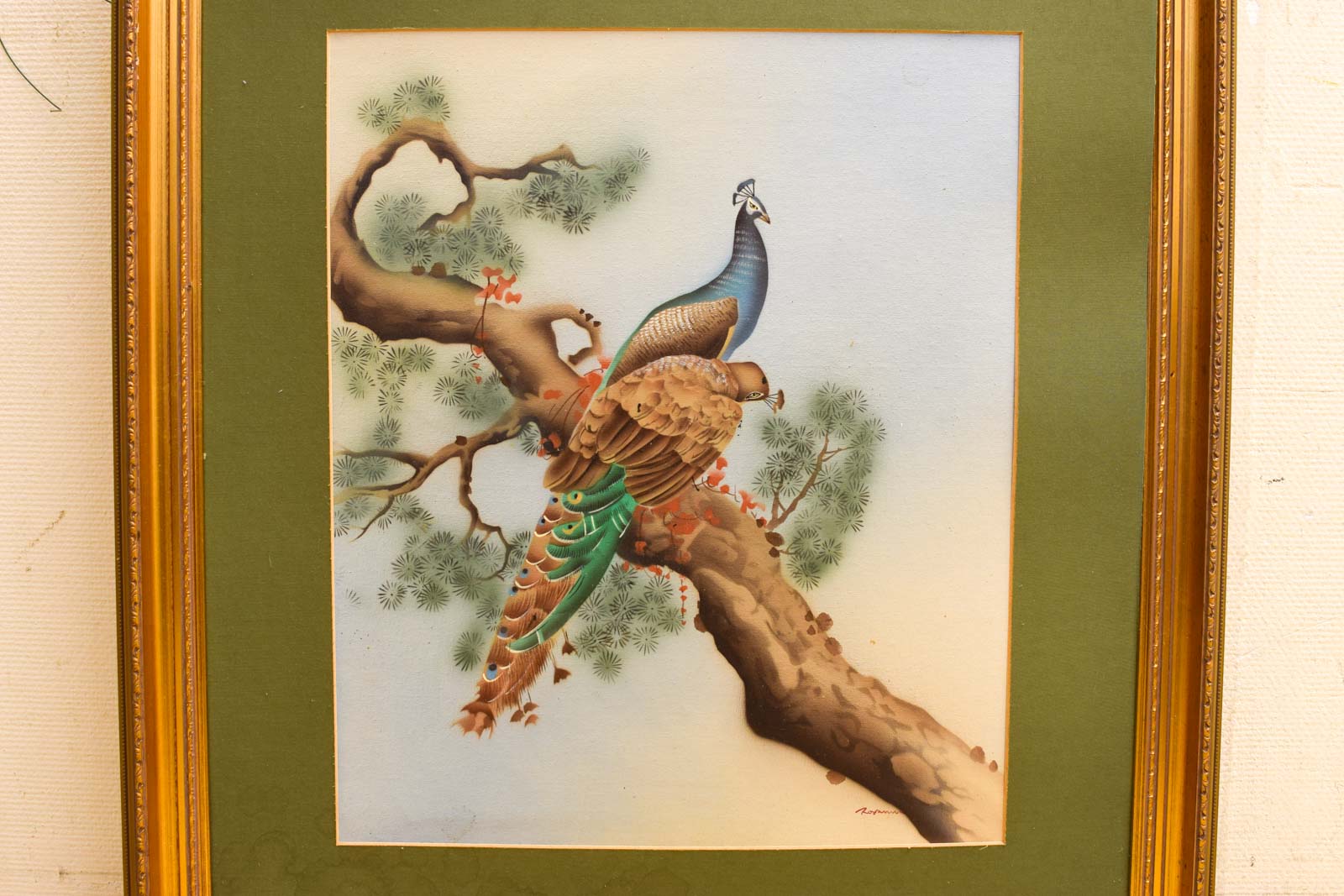 Alternative view of Prent / schilderij van 2 vogels op een tak 50856